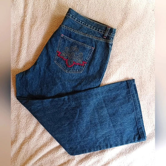 🍒 Avenue Blues Average Blue Denim Jeans Embroidered Pockets - Picture 1 of 11